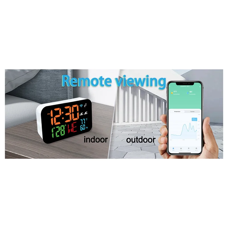 

NEW-Tuya Wifi Clock Calendar Intelligent Thermometer Hygrometer With Digital LED Display Support WIFI Auto-Calibration