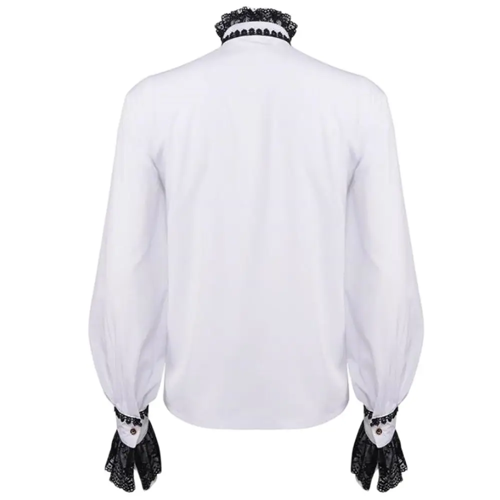 Mężczyźni Gothic Punk Ruffle Frill Tops Wedding Halloween Costume Men Vintange 2024 Shirt Victoria Shirt Long Sleeves Jabot Lace Tie