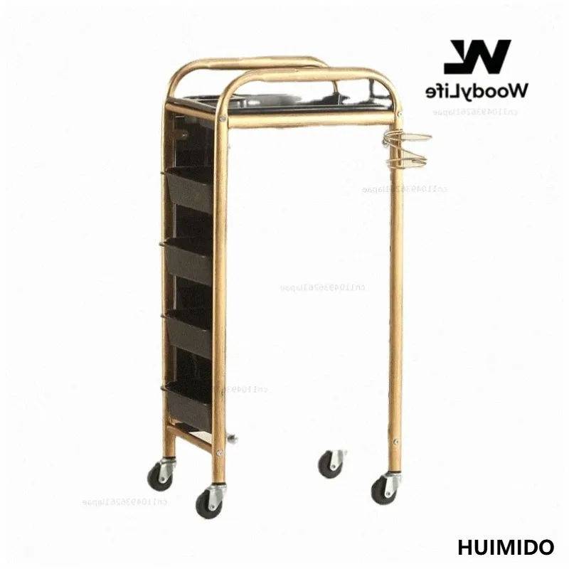 Hair Salon Trolley Cart Storage Station Beauty Shop Tool Cabinet Dye Coloring Equipment Utility Cart Tool Cart Salon Furniture