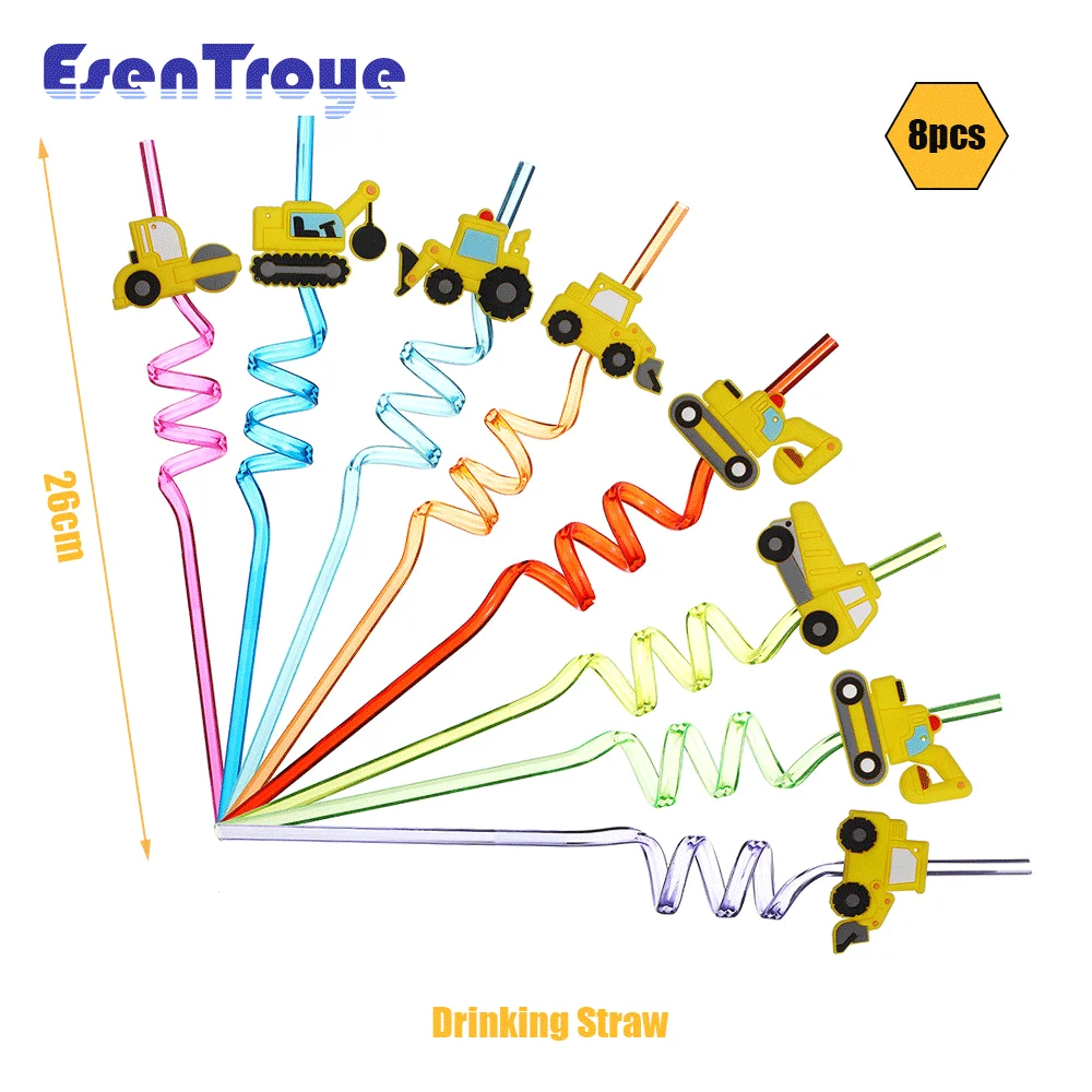2023 New Construction Vehicle Party Decorations Excavator Balloon Disposable Tableware Set Kids Boys Birthday Party Supplies