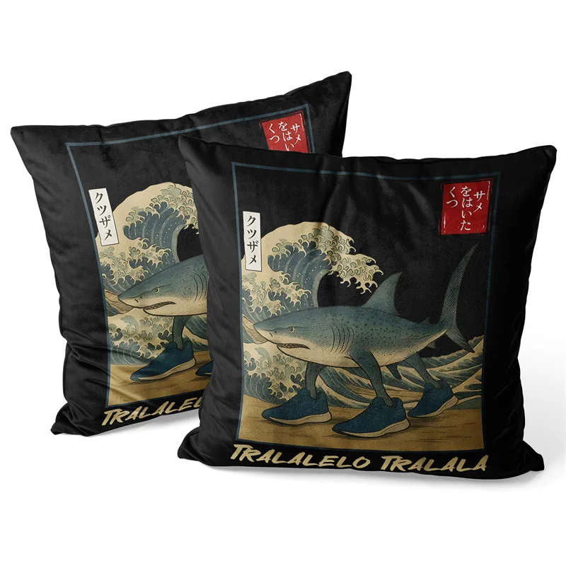 Gaslight Gatekeep Girlboss Got Tralalero Tralala Japanese Throw Pillow Covers Cushion Cases Pillowcases for Sofa 45cm x 45cm