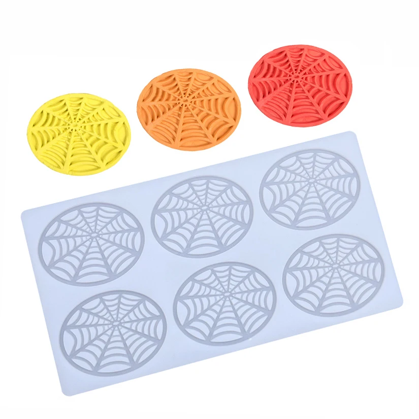 Spider Web Halloween Silicone Sugarcraft Mold Resin Tools Cupcake Baking Mould Fondant Cake Decorating Tools