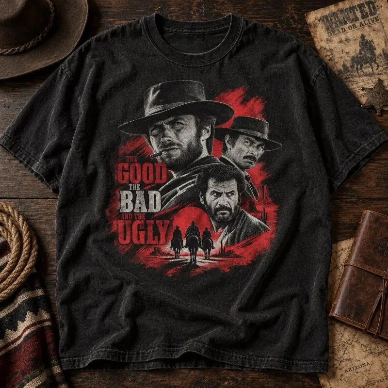 Golden Three Escorts T-shirt, Italian Western Style Pattern Men's T-shirt Four Seasons New Unisex Harajuku Style T-shirt