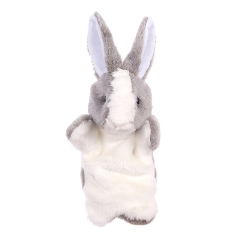 F19F Marionetas mano conejito Marioneta mano conejo peluche 12 pulgadas para niños, perfecta para contar