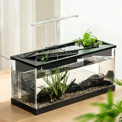 Aquarium Fish Tank Kit Betta Fish Tank With Build-in LED Light Ecological Cycle System Silent Filtering Rectangular Fish Tank