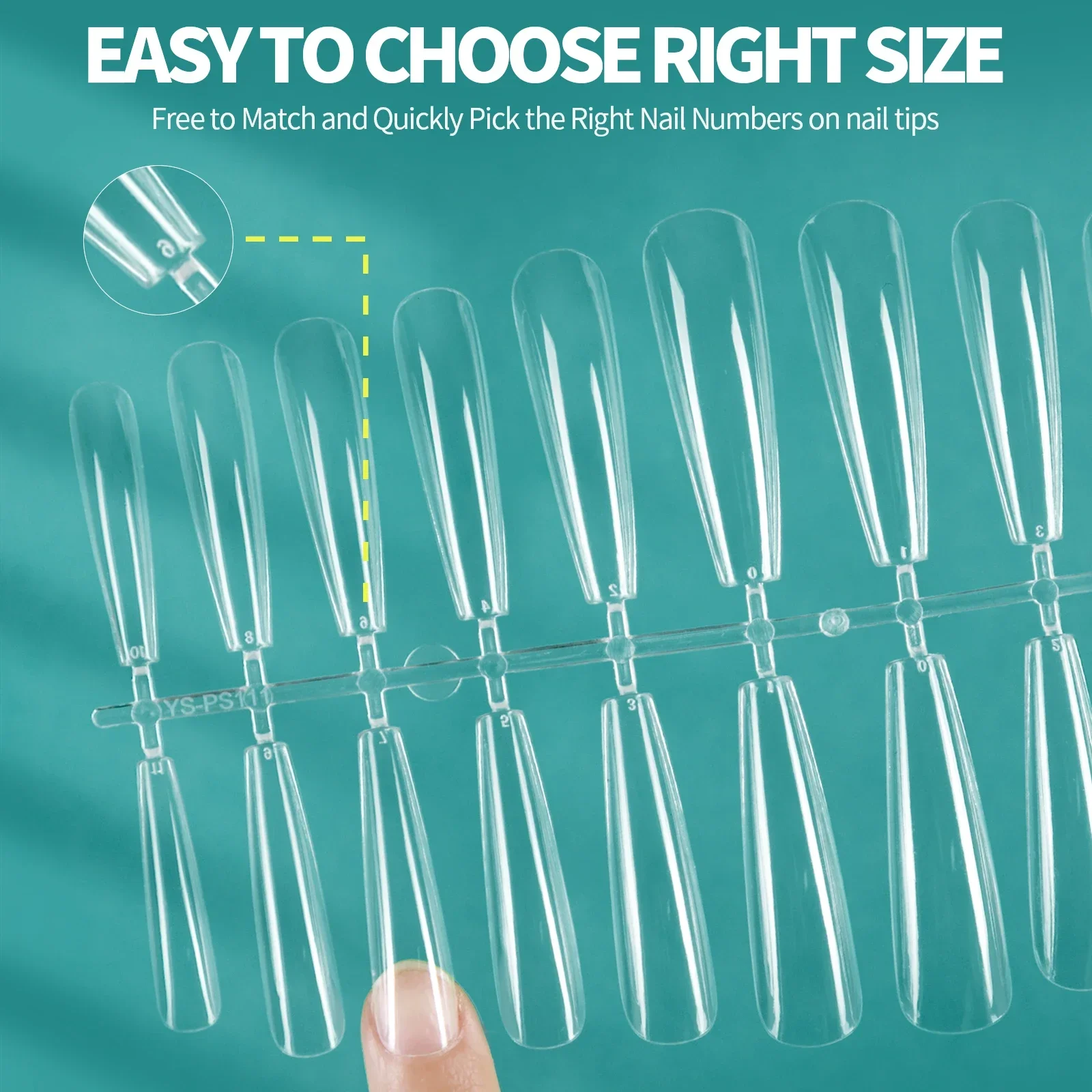 Nailpop XXL Coffin Nail Tips Full Cover Extra Long Acrylic Extension System Clear Artificial False Nails Manicure Salon Supply