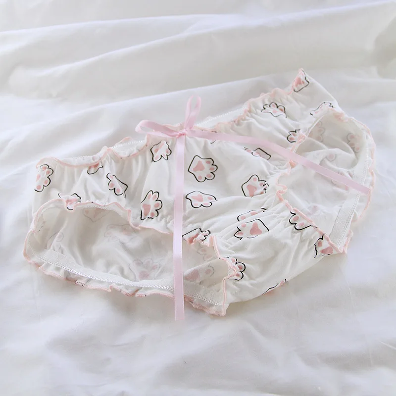 Love Wings-Culotte à volants avec nœud pour femme, entrejambe en coton, sous-vêtement Lolita pour fille, étudiant, grande taille, jxPants