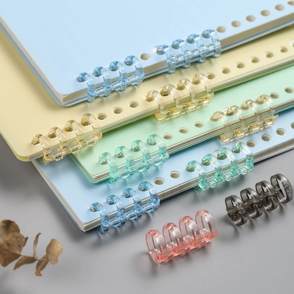 

16 Pcs Removable Binder Notebooks Rings Plastic Loose-leaf Bookend 4-hole DIY Binding Coils