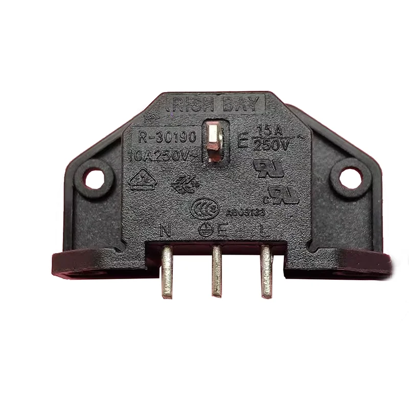 Original Taiwan R-30190 (B00) Pin C14 socket elbow 250V15A with UL certification for mounting holes