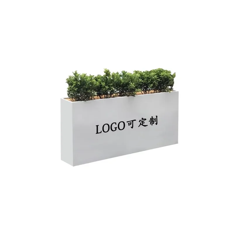 Outdoor flower bed mobile box outdoor fence slot outer pendulum partition planting box stainless steel pot