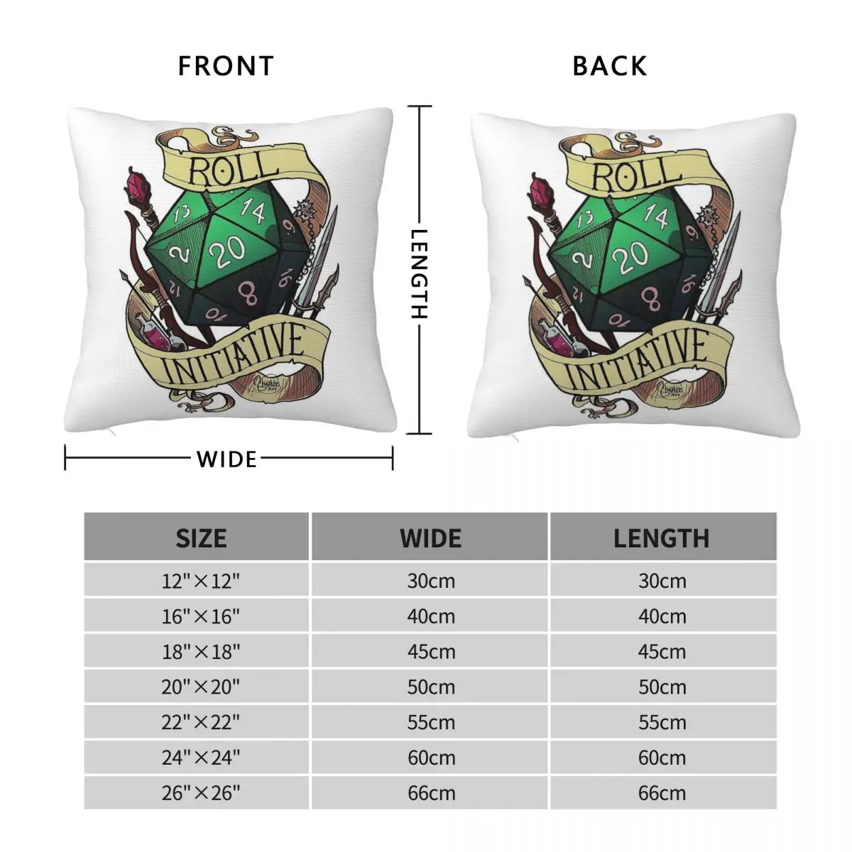 Roll Initiative Pillowcase Polyester Linen Velvet Pattern Zip Decor Throw Pillow Case Sofa Seater Cushion Cover