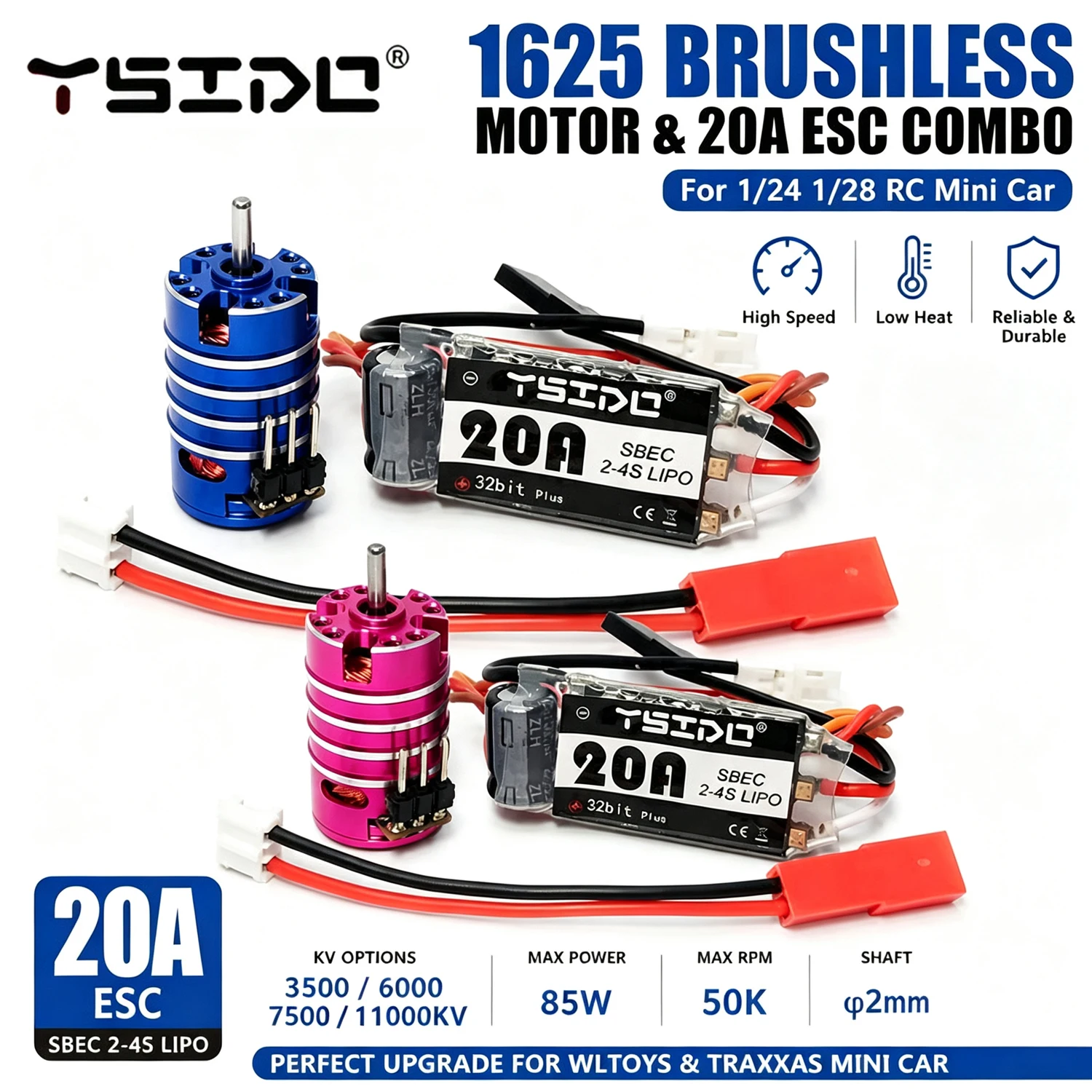 Bürstenloser Combo 1625 3500/6000/7500/11000KV Motor 20A ESC für 1/24 1/28 RC Modell Mini Auto Wltoys Traxxas Upgrade Zubehör