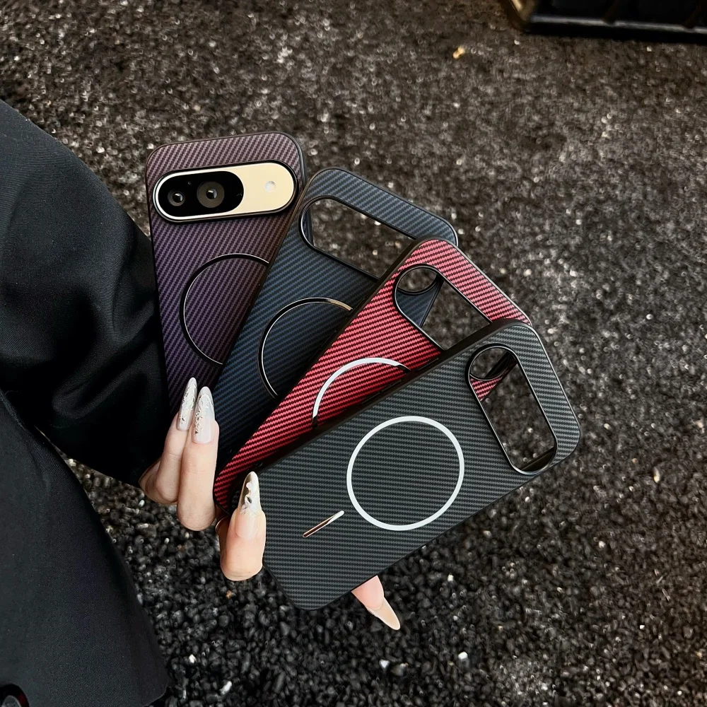 Magnetic Thin Pixel 10 Pro XL Case Magsafe Carbon Fiber Pattern Cases for Google Pixel 10 8 7 9 Pro XL 7A 8A 6A 9A 10proXL Cover