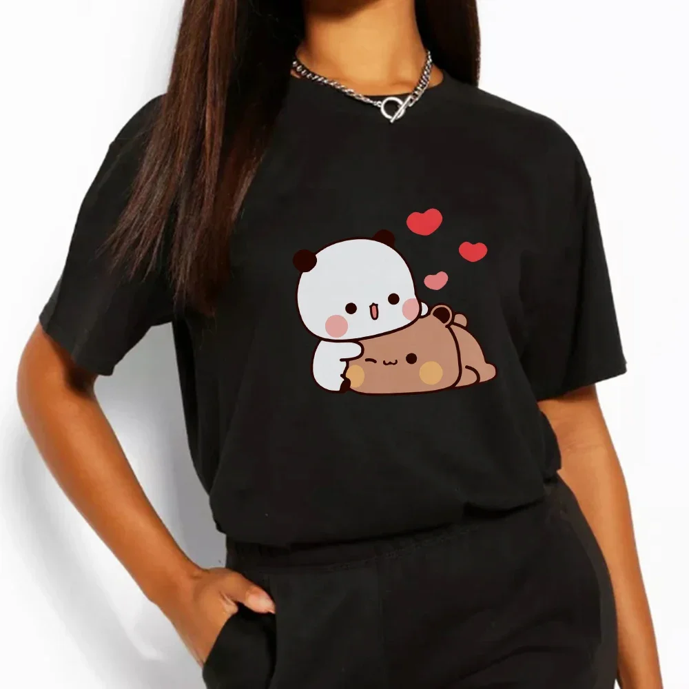 Cartoon Panda Bear Bubu and Dudu T Shirt Women Tops Printed Tees O-Neck Fashion Harajuku Kawaii T-shirt Women's Y2K Clothing