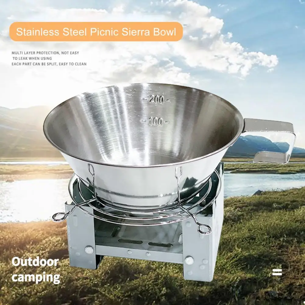 Picnic Sierra Bowl  Practical Convenient Measure Cup  Stainless Steel Sierra Bowl Outdoor Supplies