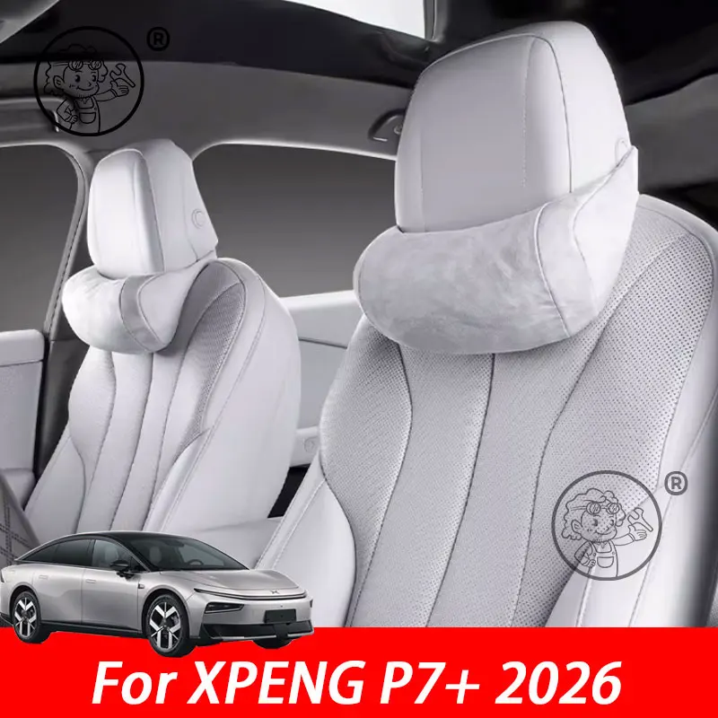 Für XPENG P7+ 2026 2027 Auto-Leder-Memory-Schaum-Kopfstützen Nackenkissen Auto-Innenausstattung Zubehör