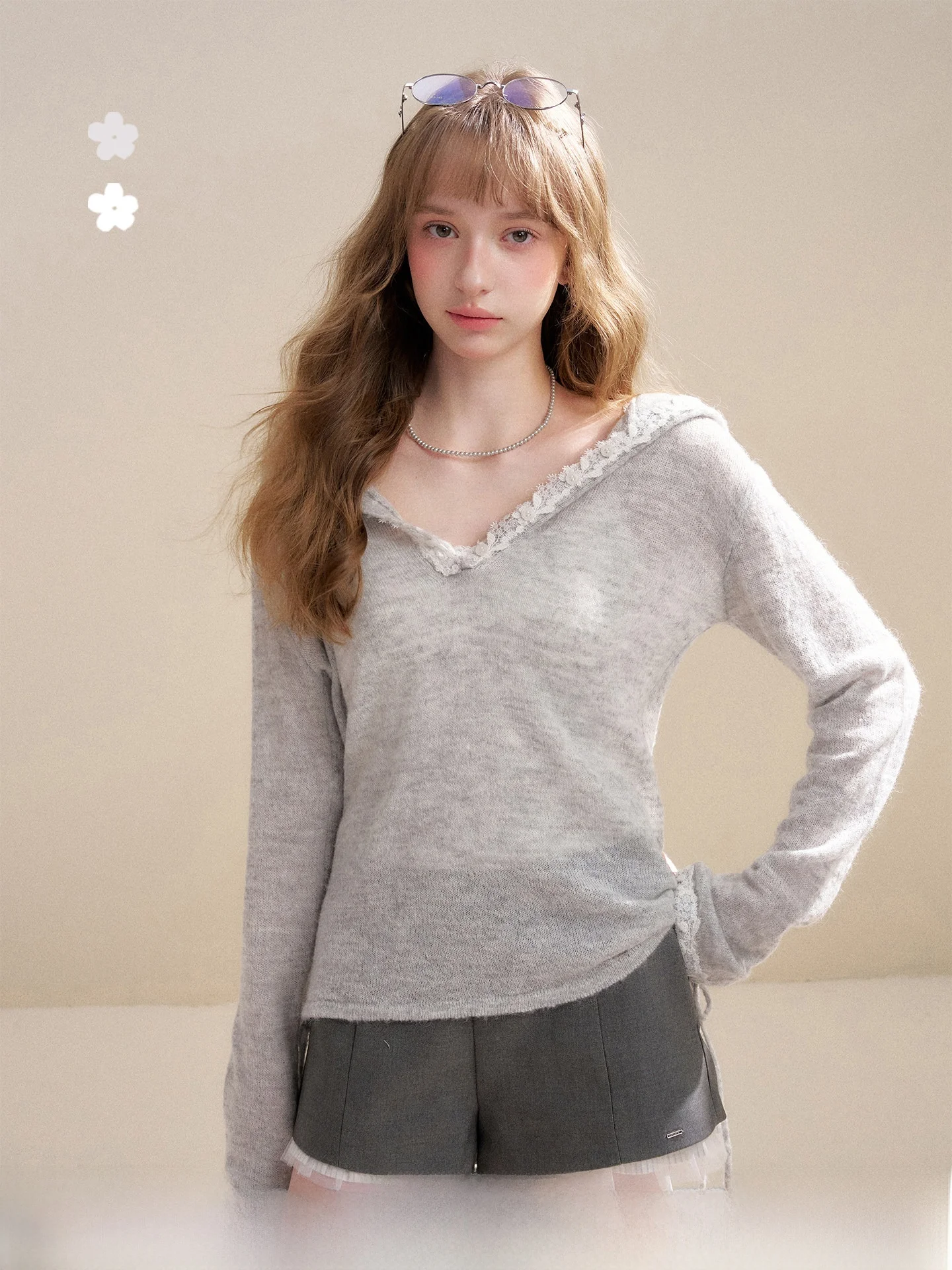 

Kroche Cloud Knitted Wool Blend Long Sleeve Hoodie Women's Casual Loose Fit Breathable Comfortable Daily Wear Polyester Nylon