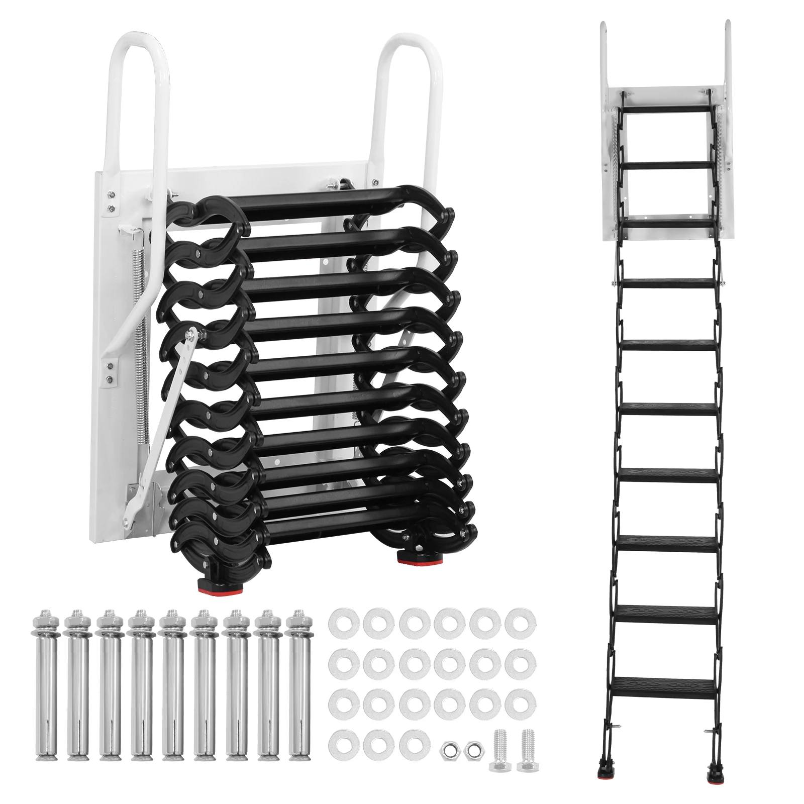 

Invisible Telescoping Stairs Pull Down System Space-Saving Collapsible Stair 440LBS Capacity for Garages/Roofs/Basements