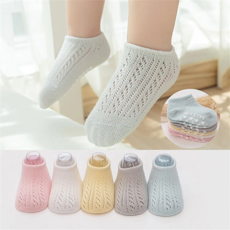 

Summer Baby Cotton Thin Mesh Socks Comfy Breathable Kids Boys Girls Non-slip Floor Socks