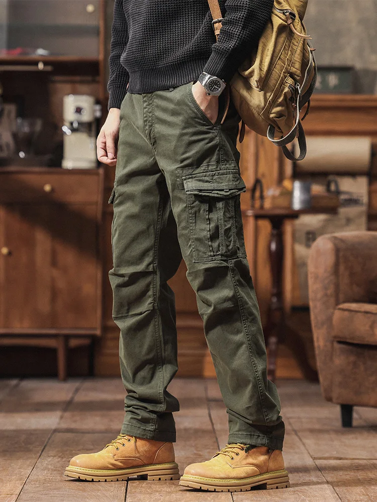 

Мужские повседневные брюки American Sle прямого кроя, весна-осень, новые, с манжетами, длинные, с множеством карманов, для отдыха