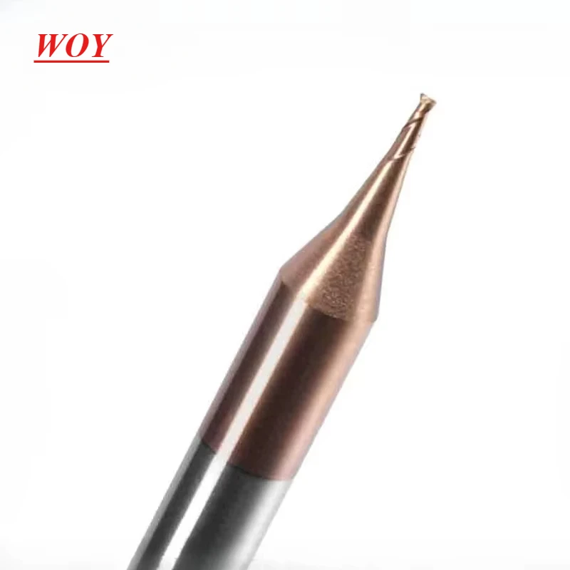 

WOY HRC55 Micro Carbide End Mill 2 Flutes 0.2-0.9mm TiAIN Micro Flat 4mm Shank Milling Cutter Mirco Carbide CNC Engraving Bit