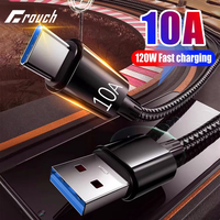 120W 10A USB C Cable Fast Charging USB Type C Cable For Huawei P50 P40 P30 Samsung Xiaomi Oneplus 0.25m/1m/1.5/2m Data Wire