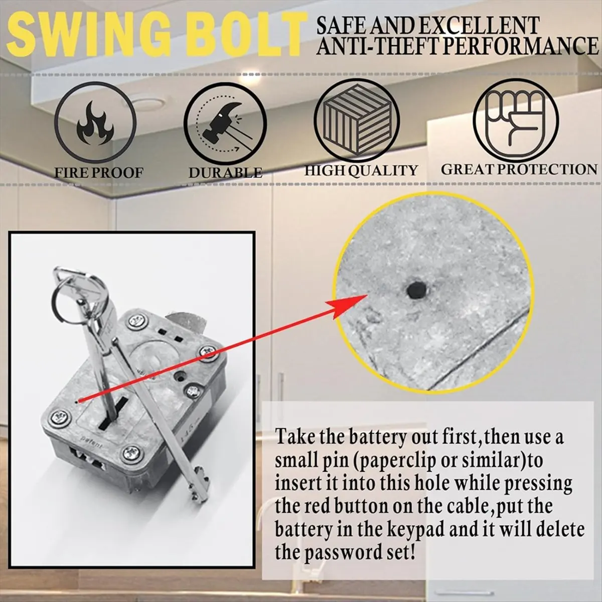 

A89X Fingerprint Password Fingerprint Safe Replacement Lock and EMP Electronic Keypad Biometric Cabinet, Left Swing Bolt