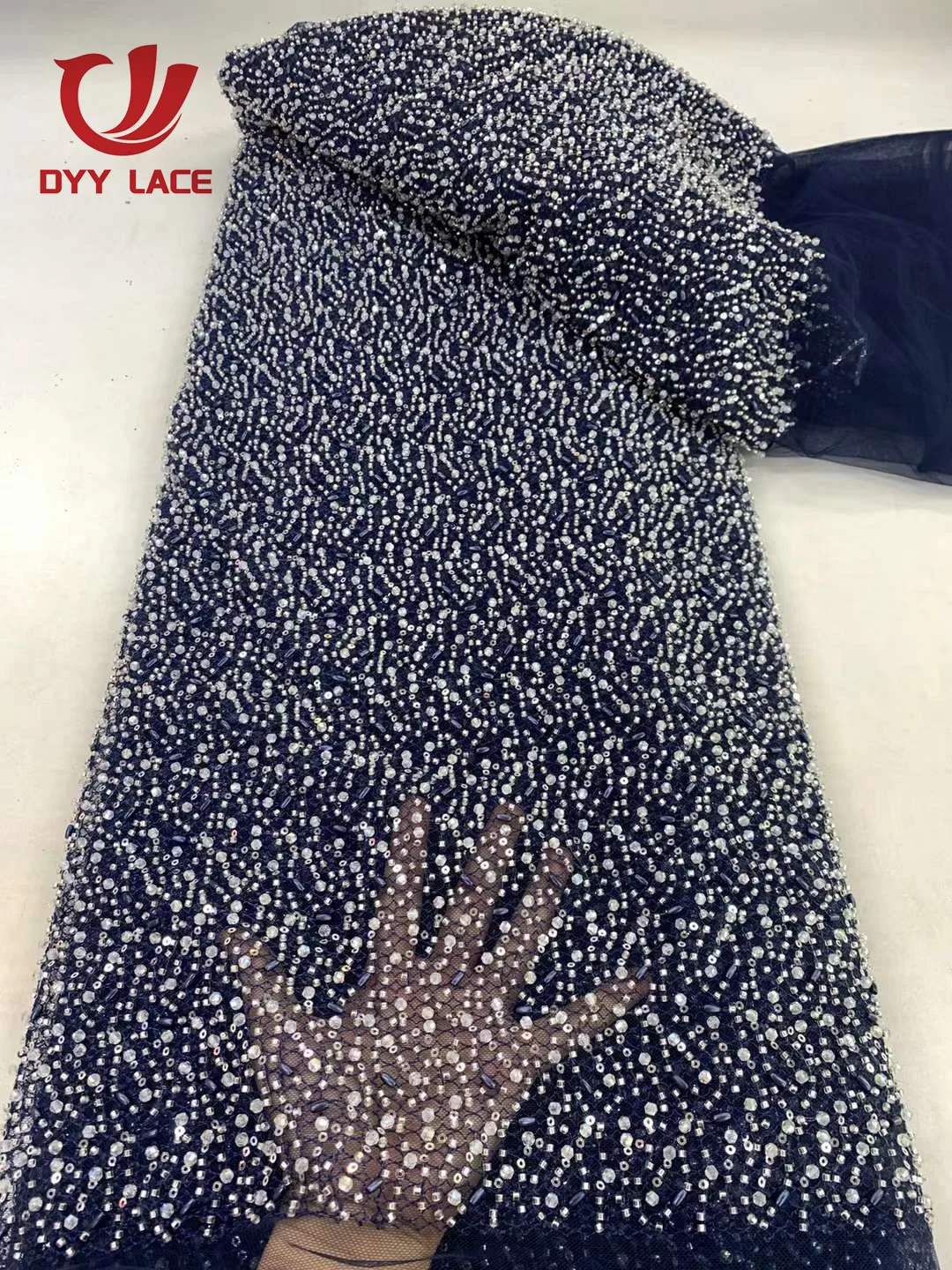 Luxury Nigerian Sequins Stones Lace Fabric 2024 High Quality African Tulle Embroidery Groom Fabrics For Wedding Dress Sewing