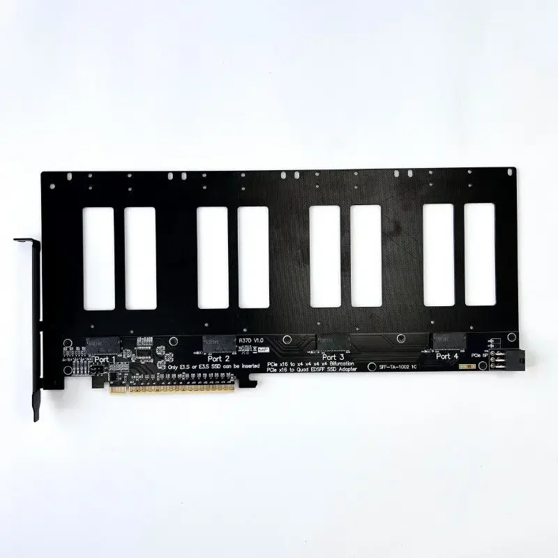 PCIe 5.0 x16 to 4-Port U.2/EDSFF E1.S/E3.S (SFF-TA-1002) Hard Drive Adapter Splitter Expansion Card Supports Gen5