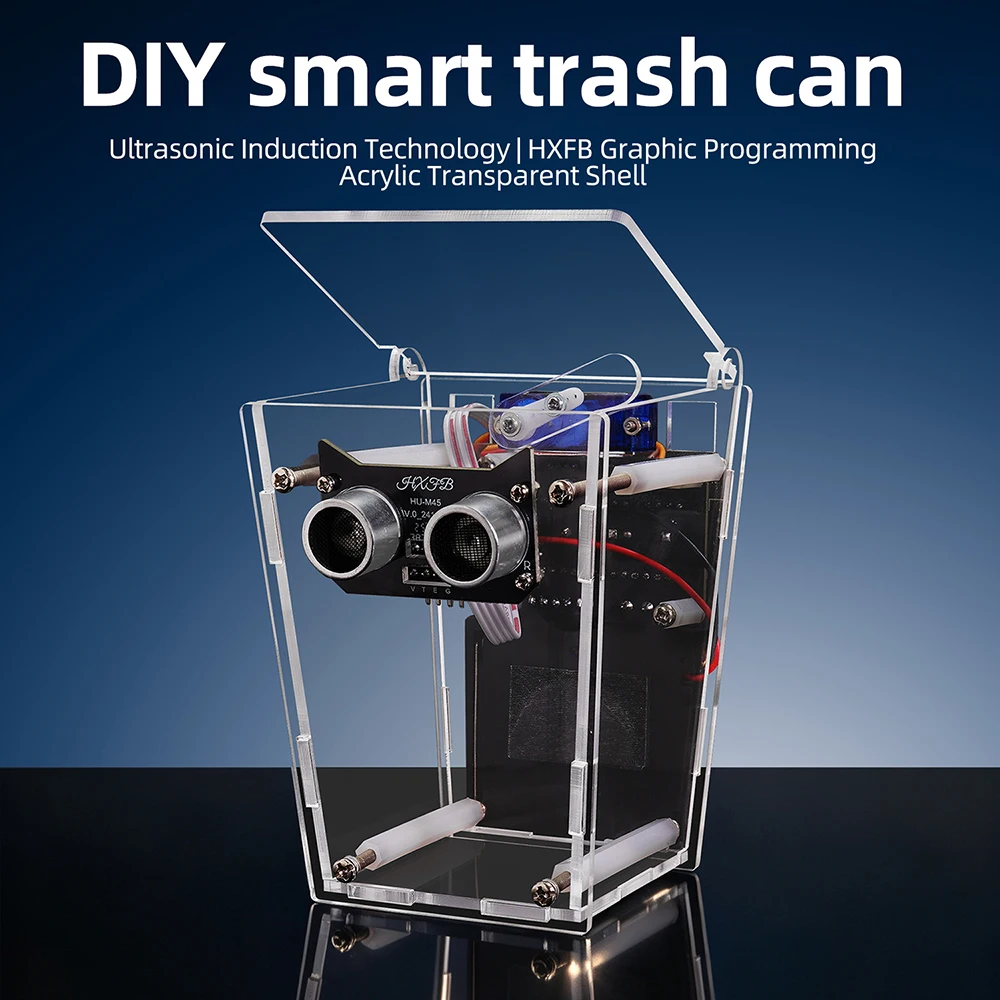 DIY Electronic Kit 5V Ultrasonic Automatic Sensing HU-102 Smart Trash Can DIY Kit for Maker Programming Learning Welding Parts