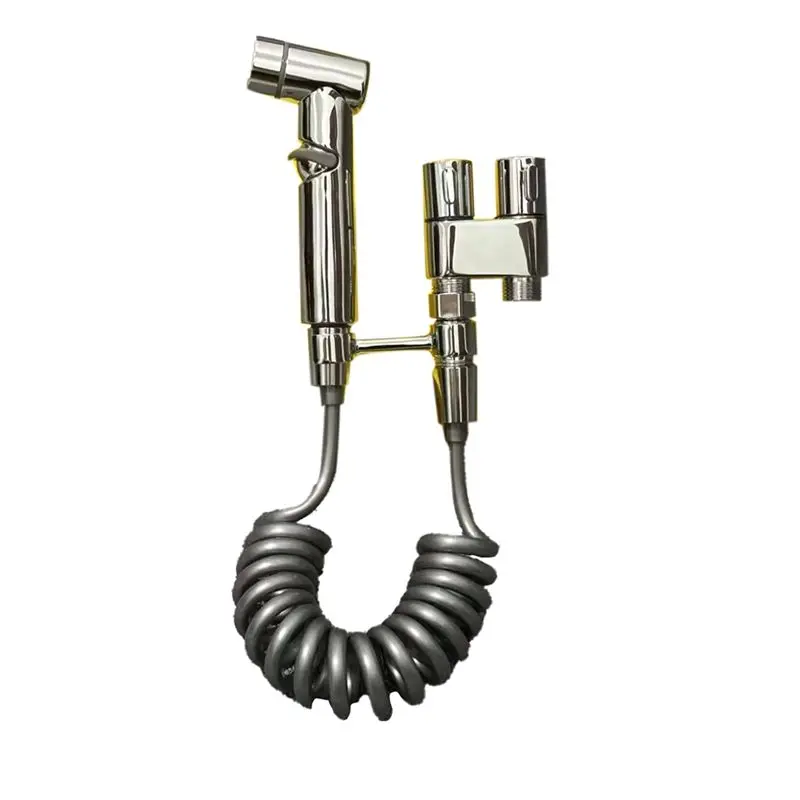 

ABLQ Stainless Steel Household Toilet Pressurized Nozzle Pressurized Nozzle Double Outlet Angle Valve Pressurized Nozzle Silver