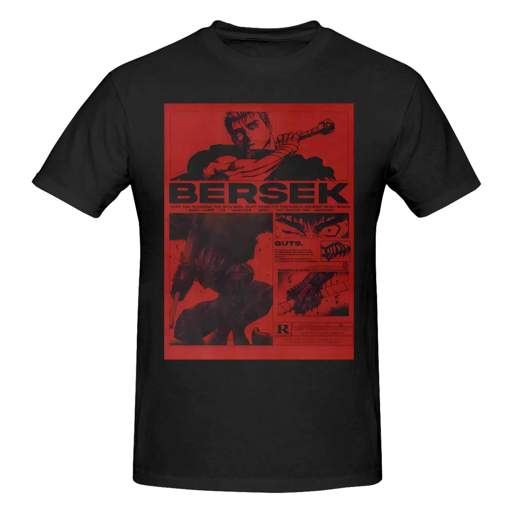 Berserk Guts Acid Accessories Unisex T Shirts 100% Cotton Tee Graphic Printed Anime Harajuku Tops T-shirt