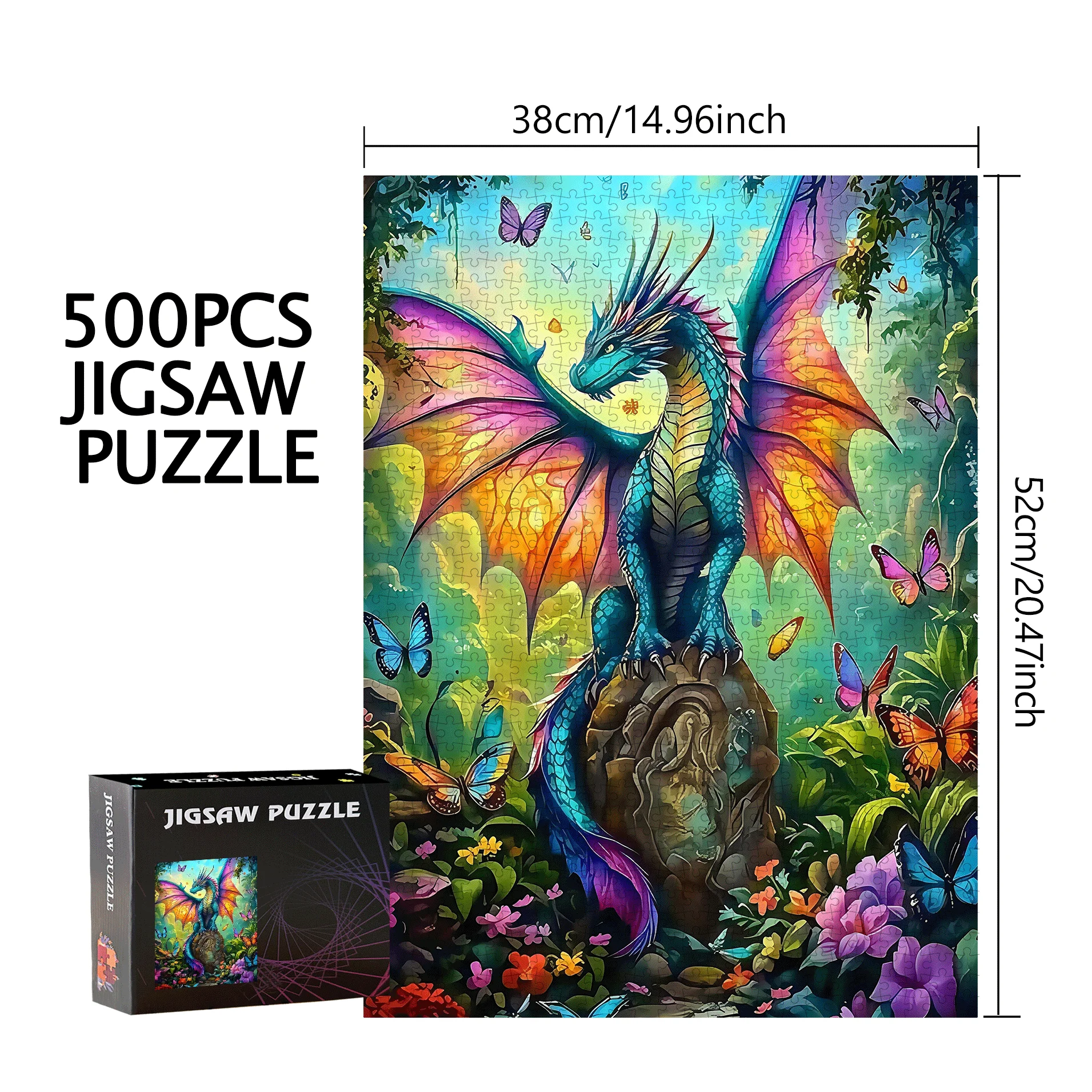 Grands jeux de puzzle - Puzzles dragon et papillon de 500 pièces/1000 pièces - Conçu pour l'interaction familiale, la décoration de la maison,