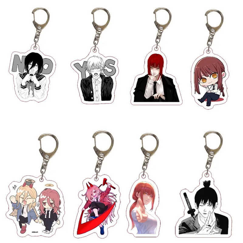 NEW Anime Keychain Cosplay Cute Denji Pochita Makima Power Beam Angel Acrylic Key Chain Pendant Keyring