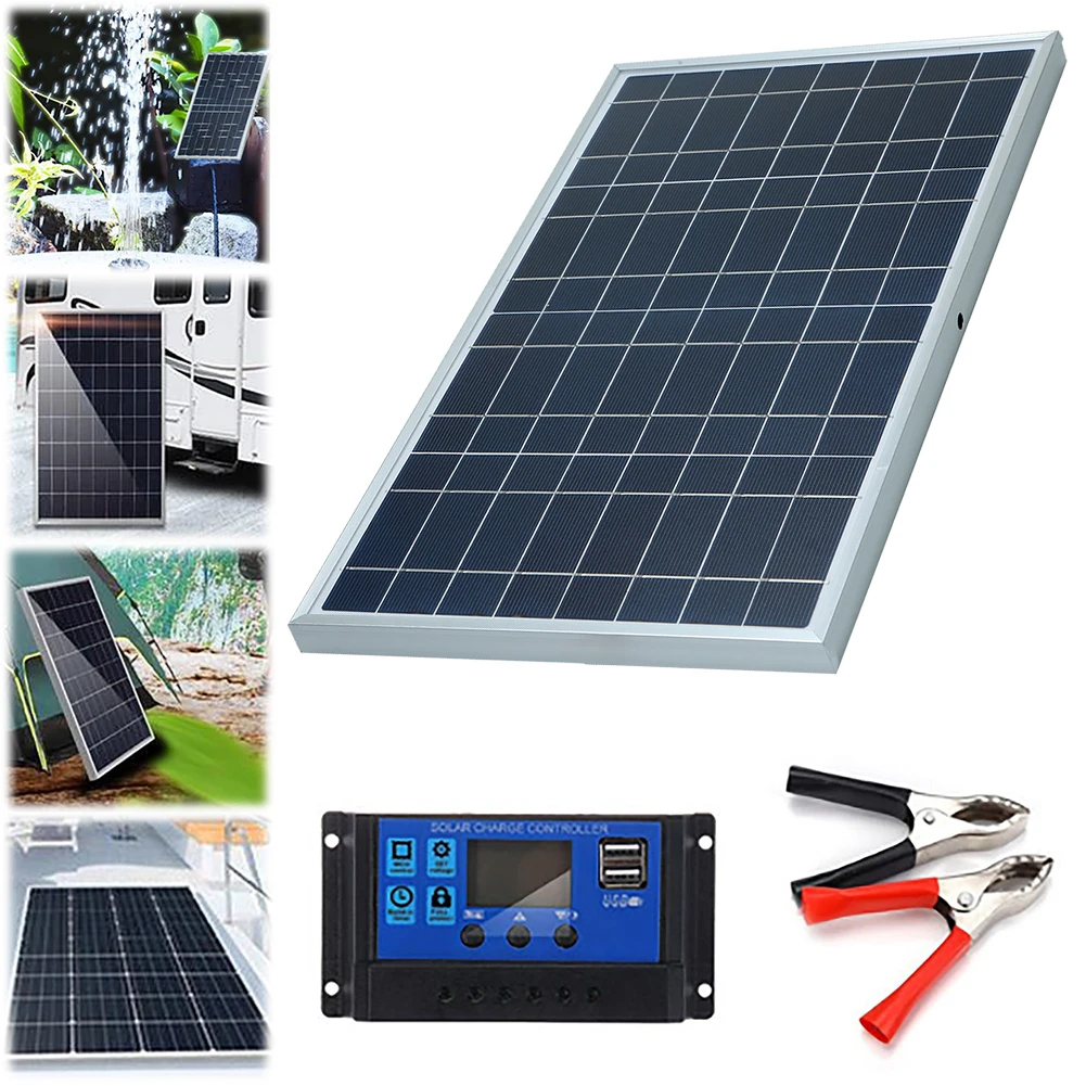 

10W 12V Portable Outdoor Rechargeable Solar Cell USB Port Solar Panel Charger Portable Solar Battery Charger for Home/Camping/RV