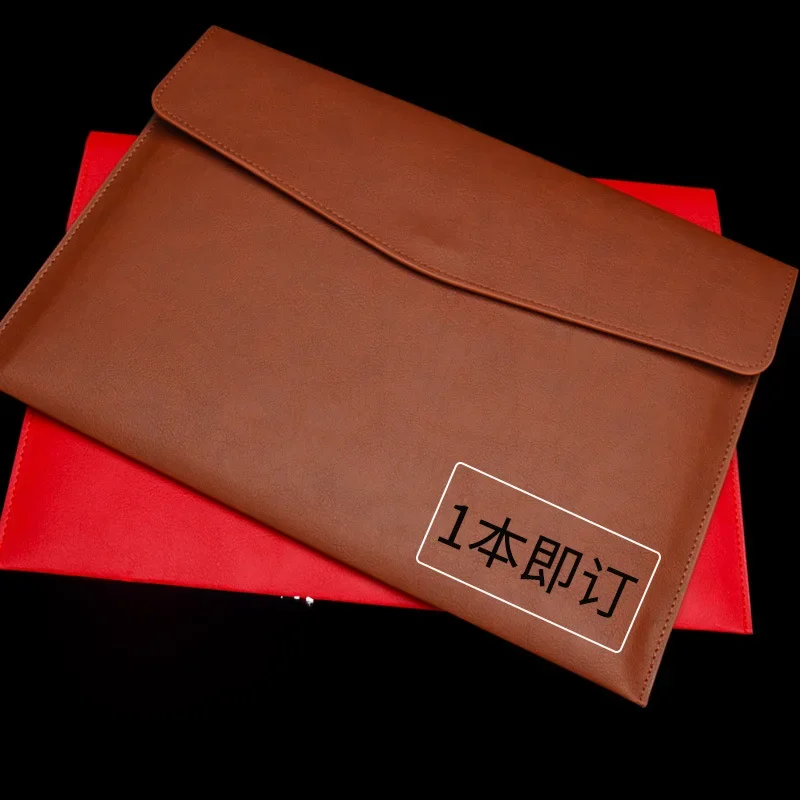 LeAther File BAg A4 LArge CApAcity Thickeneded PU LeAther Folder InformAtion File BAg ContrAct Book CAn Be Added with LOGO Ad...