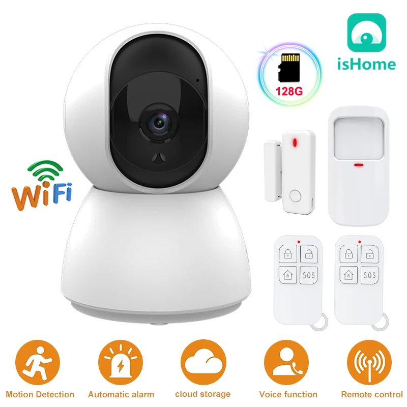 

WiFi Camera HD 1080P Surveillance Auto Tracking Wireless Security System Alarm Kits Door Open Motion Detector alarm isHome APP
