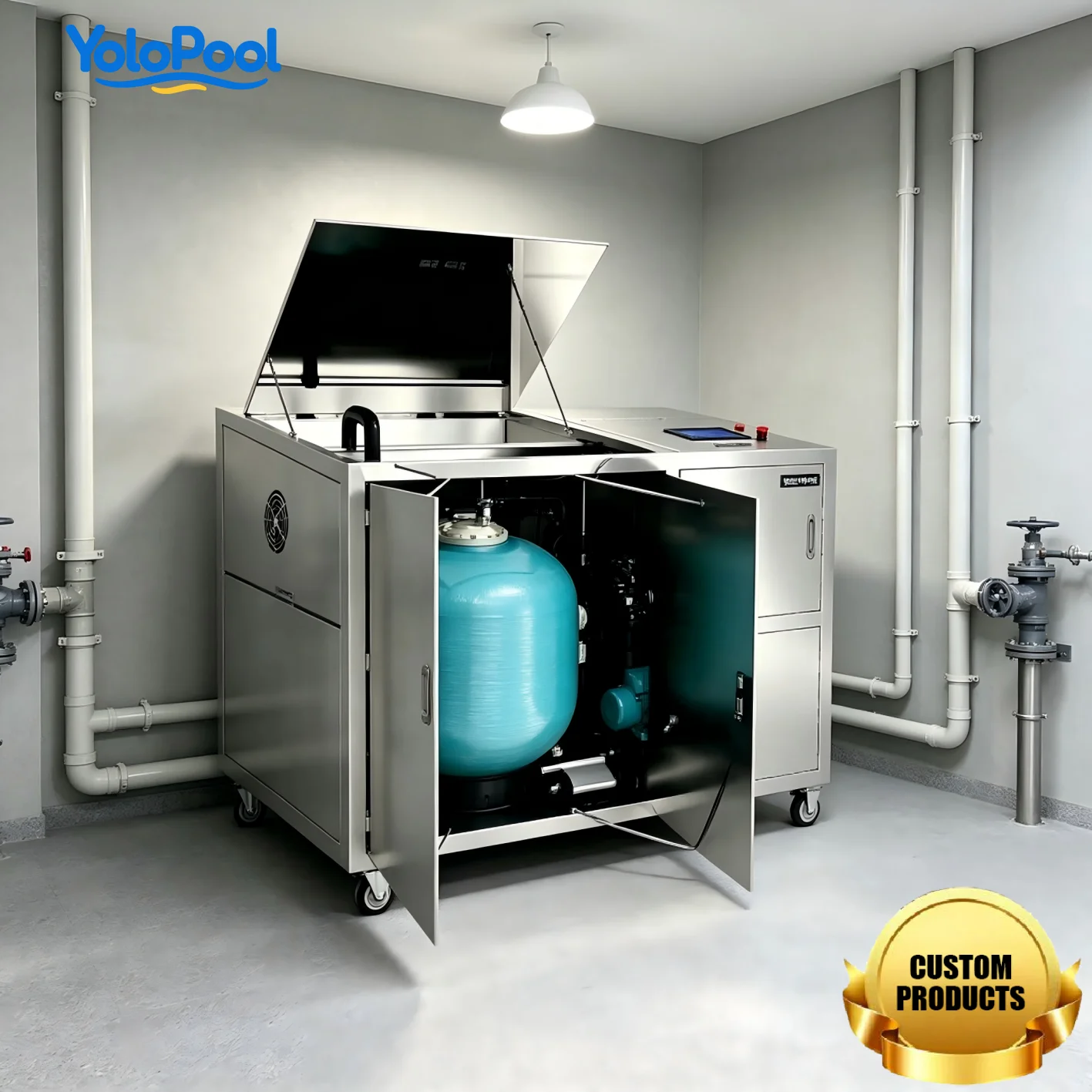 Anti Corrosion Integrated Swimming Pool Purification Kit Complete Equipment for Holiday Park Public Training Pools
