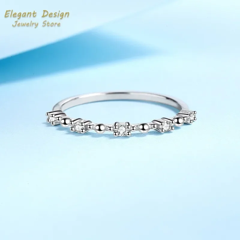 

For Women Platinum Pt950 Luxury Diamond in Row 7.5 Points Moissanite Thin Ring Wedding Jewelry Girlfriends Anniversary Gifts