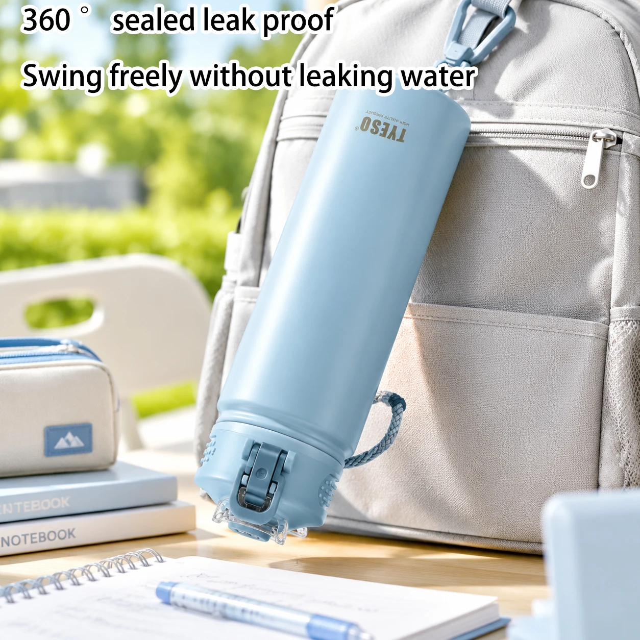 Tyeso 600/750ML Stainless Steel Vacuum Flask With Straw Car