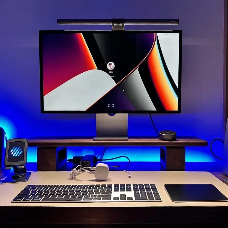 قاعدة مراقبة الجوز الأسود متعددة الوظائف للكمبيوتر المكتبي، حامل مرتفع للمكتب والكمبيوتر المحمول، رف تخزين لتوفير المساحة لطاولة الكمبيوتر