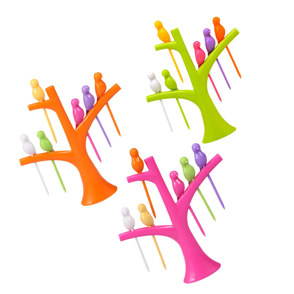 

3 Sets Fruit Fork Treetop Stand Picks Reusable Plastic Party Toothpicks Birthday Dinner Sandwiches Appetizer Bento Charcuterie
