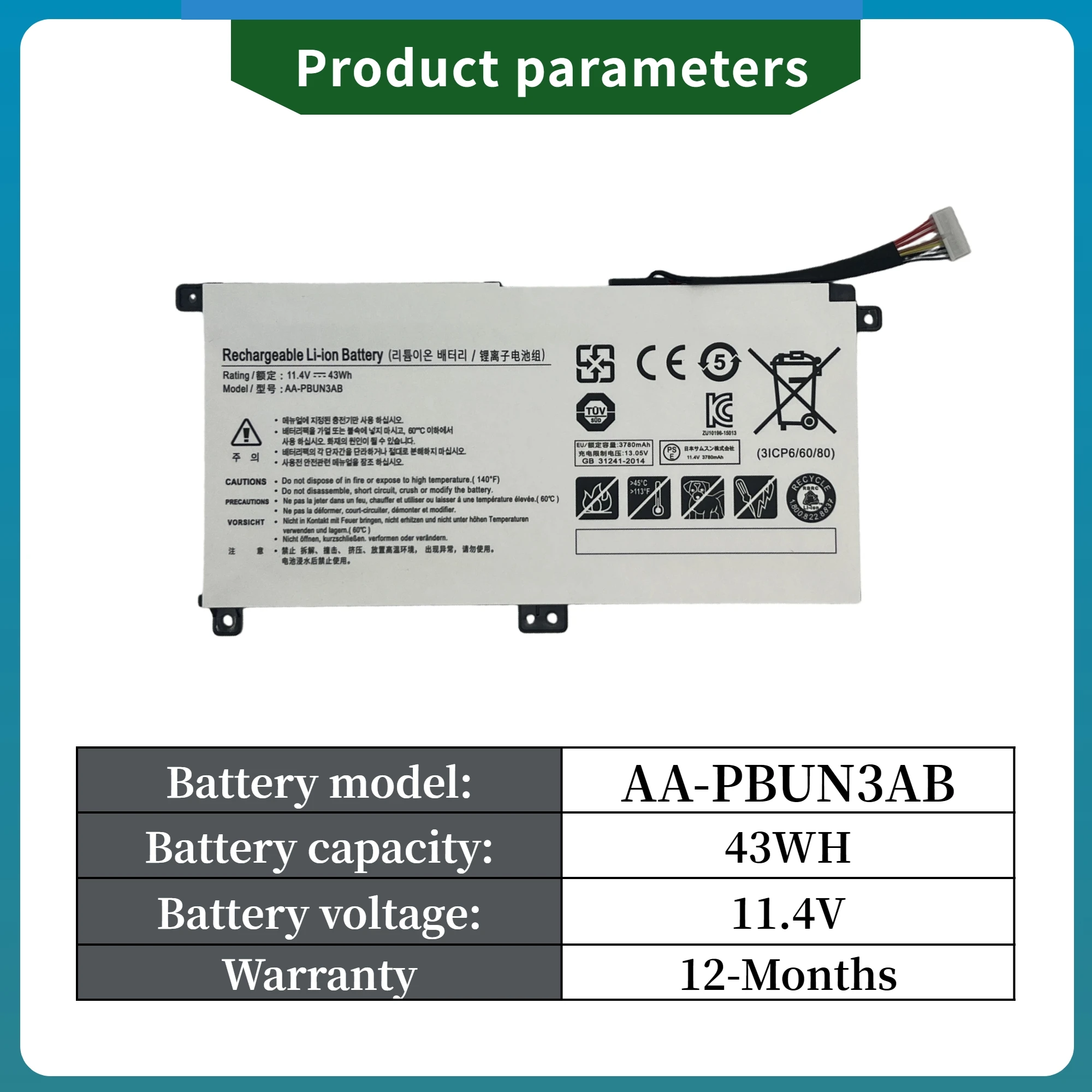 Factory Direct!  Battery AA-PBUN3AB For SAMSUNG NP530E5M NP740U5  Spin NP740U5L-Y03US, 800G5M PBUN3AB 12 months Warranty