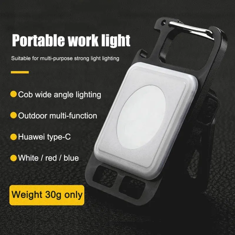 Flashlight Mini Work LED Light Rechargeable Lamp Pocket COB Keychain Portable Flashlight Outdoor Camping Small Light Corkscrew