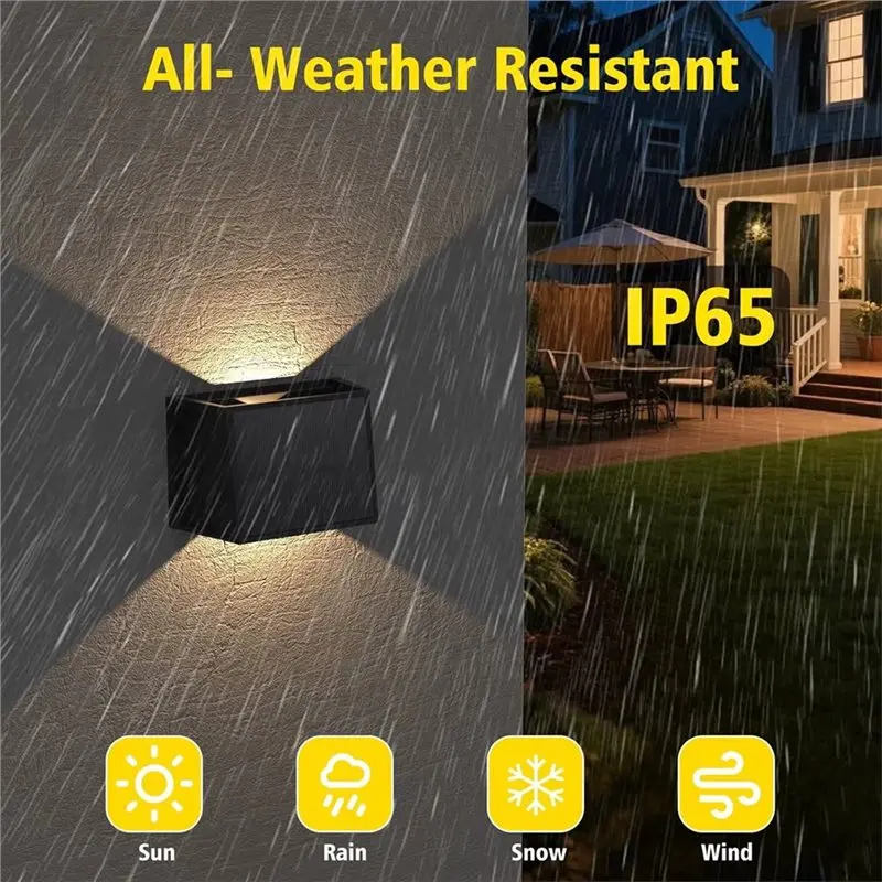 【comely】upper-and-lower-angle-outdoor-solar-lamp-2-pcs-warm-light-for-garden-fence-wall