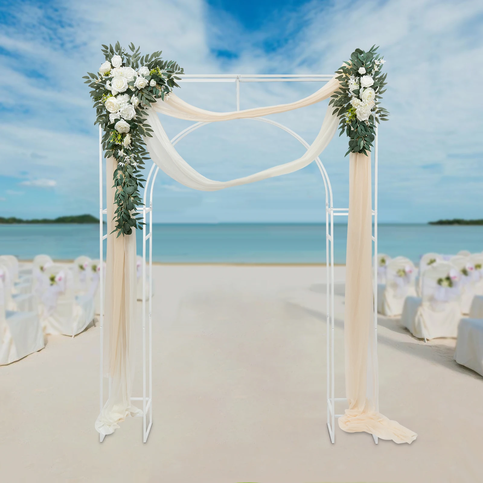 Wedding Arch Backdrop Stand White Metal Square Wedding Arches for Ceremony