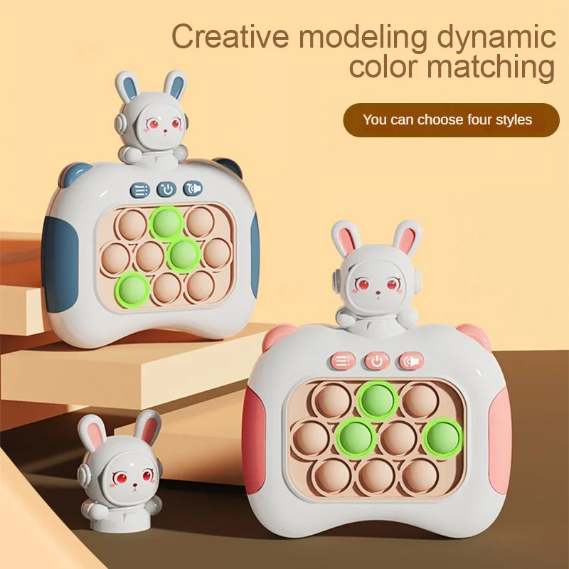 Pop Light Fidget Toys Quick Push Bubble Game Machine With Cartoon Fun Anti-Stress Sensory Games for Kids Relieve Stress Toy