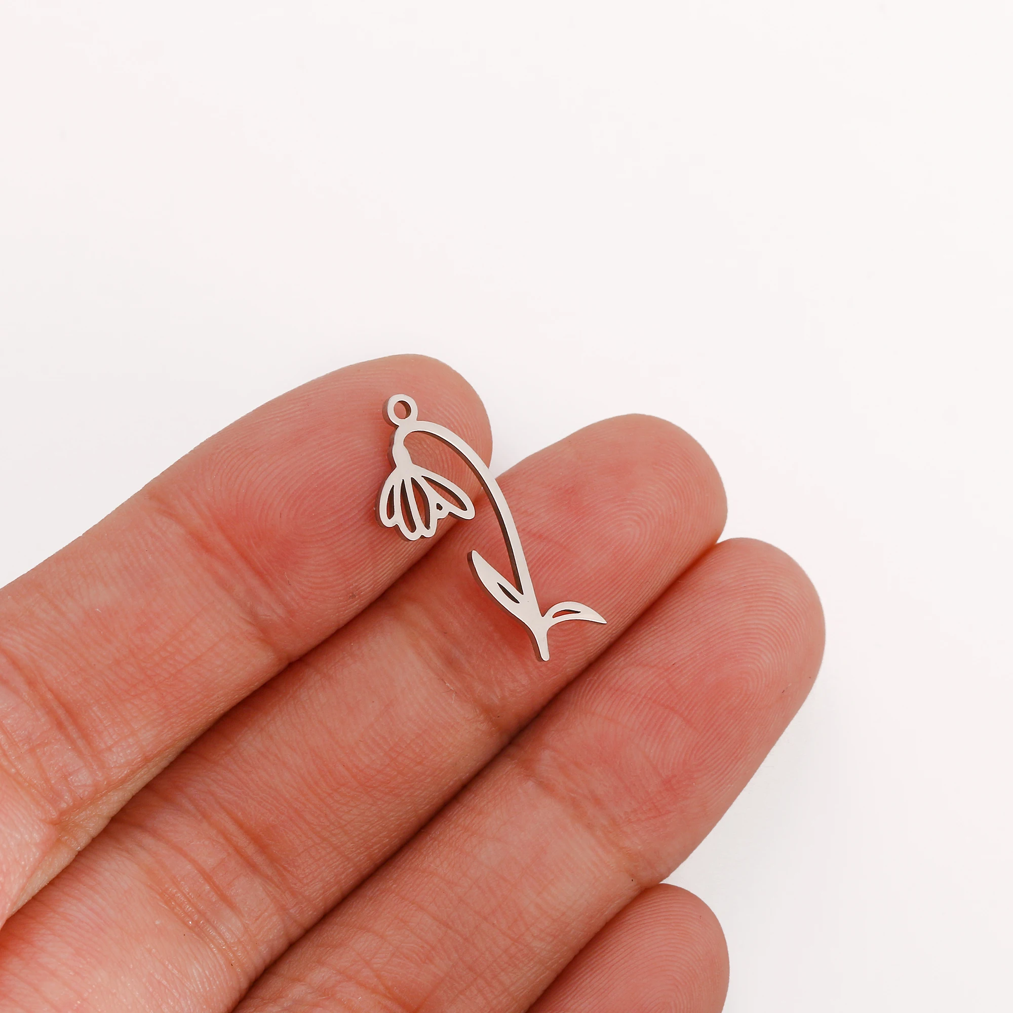 5PCS Edelstahl 12 Geburt Blume Charms Rose Anhänger Für Die Herstellung Von Halskette Armband Ohrringe DIY Schmuck Zubehör Großhandel – Detail 14