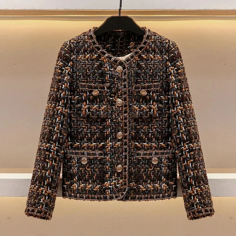 High-end Retro Tweed Little Black Dress-style Women's New Korean Design-Inspired Elegant Socialite Blazer For Spring Autumn ﻿