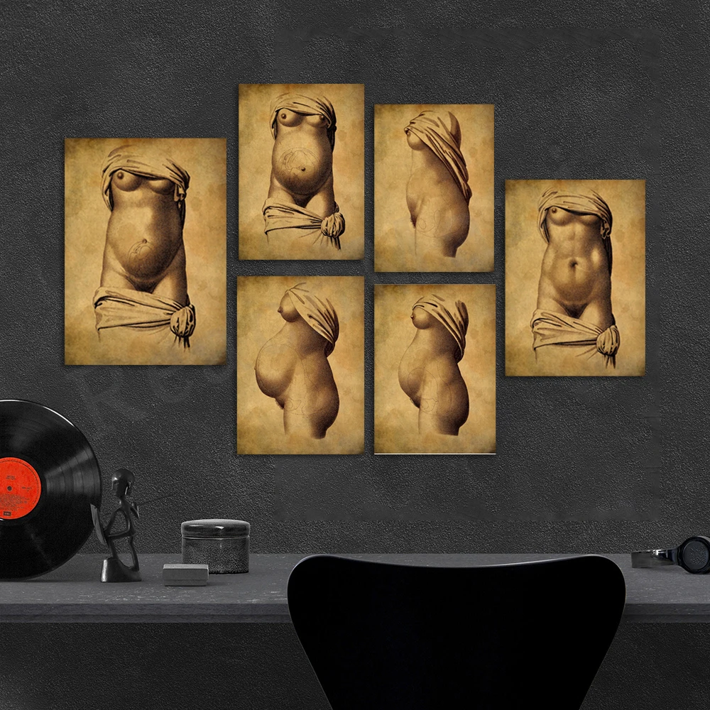 Vintage maternity prints, fetal development process prints, gynecological midwifery medical art poster canvas printing gifts